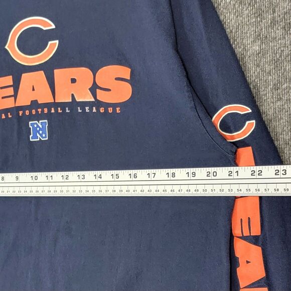 Chicago Bears T-Shirt Mens L Blue Orange Long Sleeve NFL Football Crewneck Tee - Picture 6 of 10